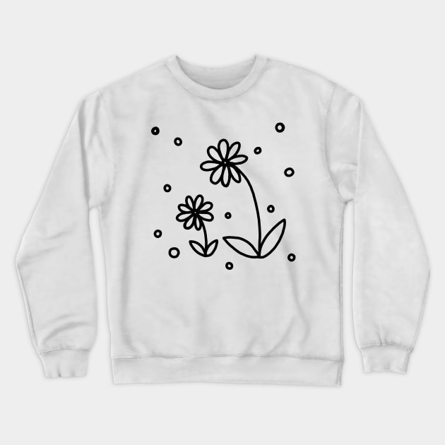 Daisies and Dots 2 - Black and White Crewneck Sweatshirt by LAEC